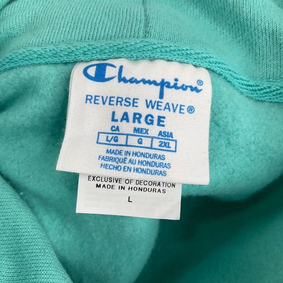 Champion Hoodie Lg & Med Shorts Set Ink Shadow Reverse Weave Hoodie Teal Nw - Picture 4 of 12